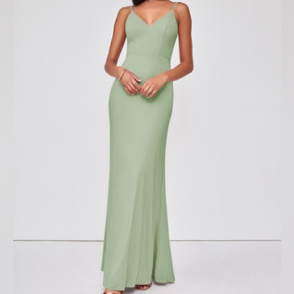Azazie Satara Dusty Sage Bridesmaid Dress